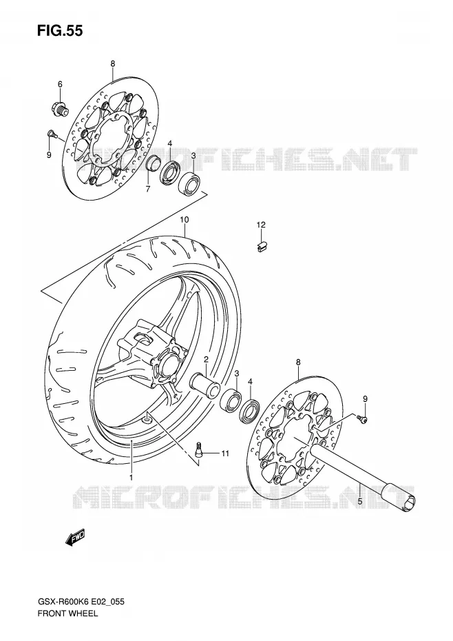 FRONT WHEEL Suzuki MOTO 600 GSX-R 2006  GSX-R600U2K6(E2)
