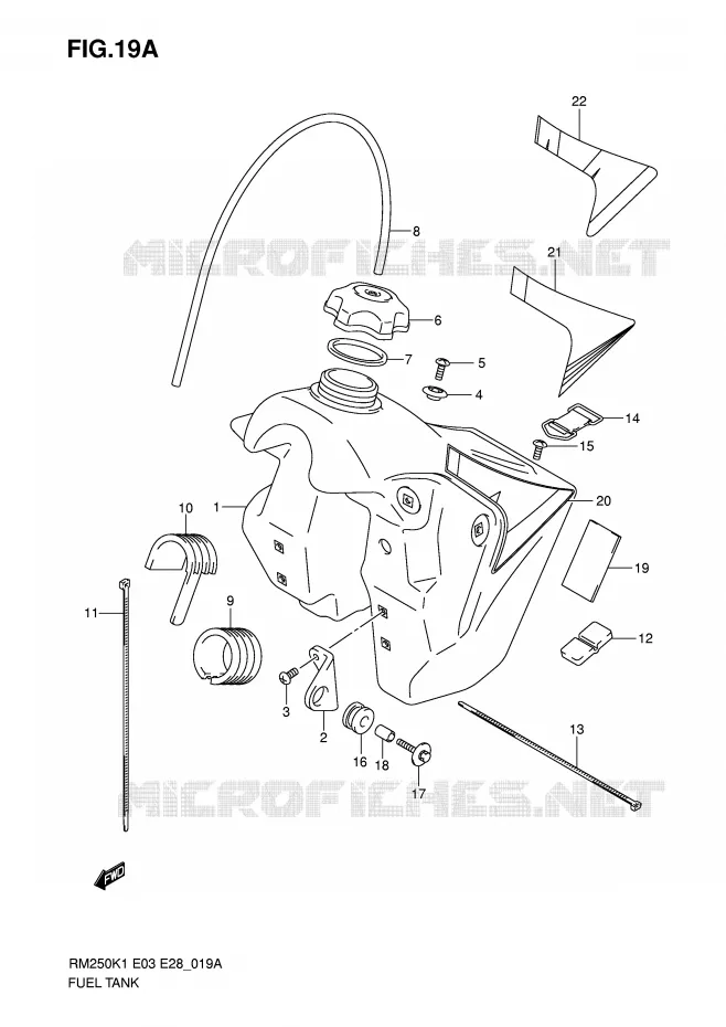 FUEL TANK (MODEL K4/K5/K6) Suzuki MOTO 250 RM 2004  RM250K4(E3/E28)