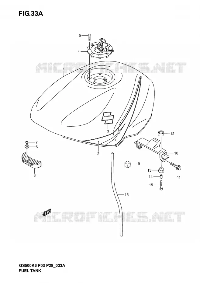 FUEL TANK (MODEL K4) Suzuki MOTO 500 GS-F 2006  GS500FK6(P3)