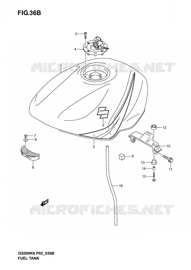 FUEL TANK (MODEL K5) Suzuki MOTO 500 GS-E 2005  GS500K5(P19)