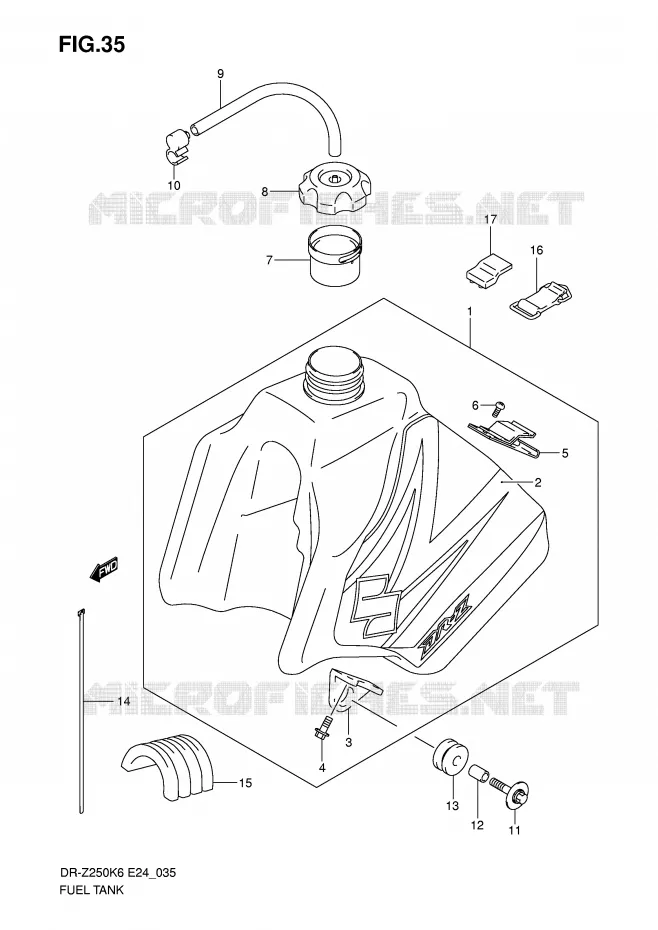 FUEL TANK (MODEL K6) Suzuki MOTO 400 DR-Z 2009  DR-Z250K9(E24)