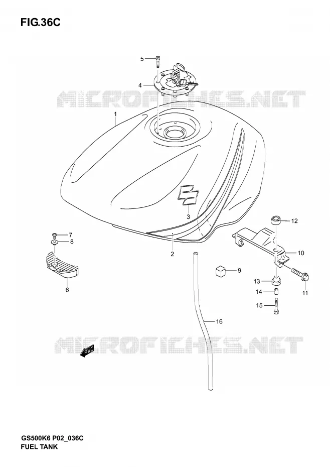 FUEL TANK (MODEL K6) Suzuki MOTO 500 GS-E 2005  GS500K5(P19)