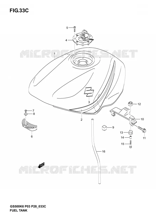 FUEL TANK (MODEL K6) Suzuki MOTO 500 GS-F 2006  GS500FK6(P3)