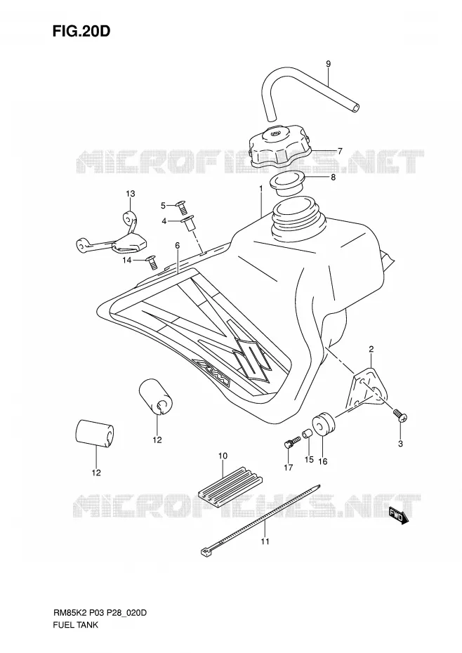 FUEL TANK (MODEL K6) Suzuki MOTO 85 RM 2002  RM85K2(P3/P28)