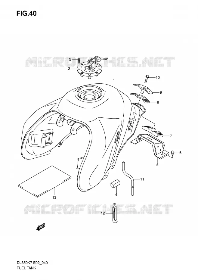 FUEL TANK (MODEL K7) Suzuki MOTO 650 V-STROM 2009  DL650AUEK9(E2)