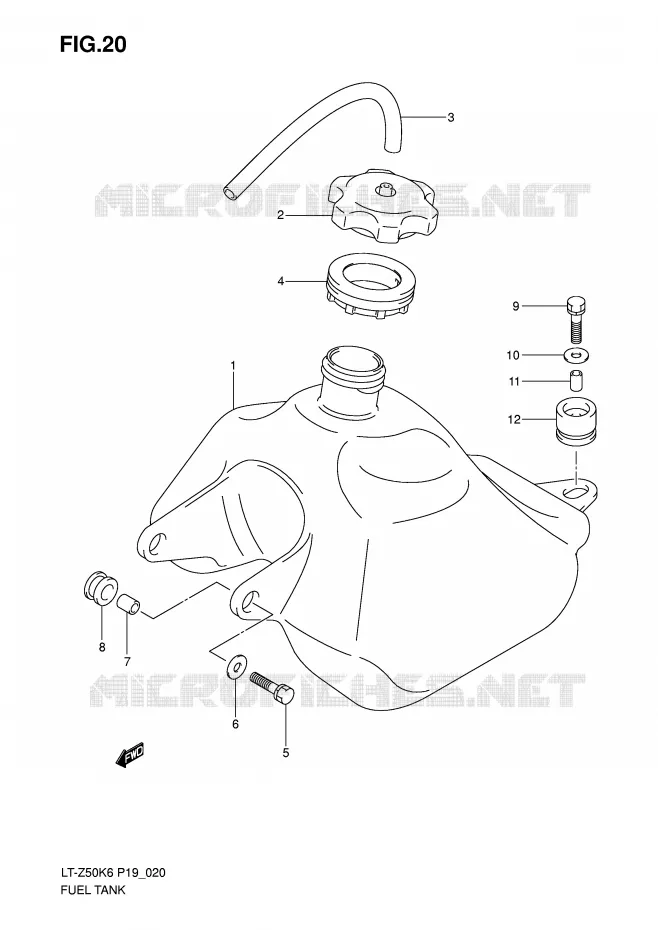 FUEL TANK Suzuki QUAD 50 QUADSPORT 2008  LT-Z50K8(P19)