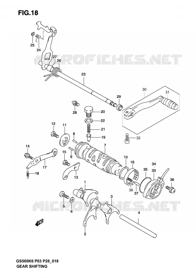 GEAR SHIFTING ASSY Suzuki MOTO 500 GS-F 2004  GS500FK4(P3)