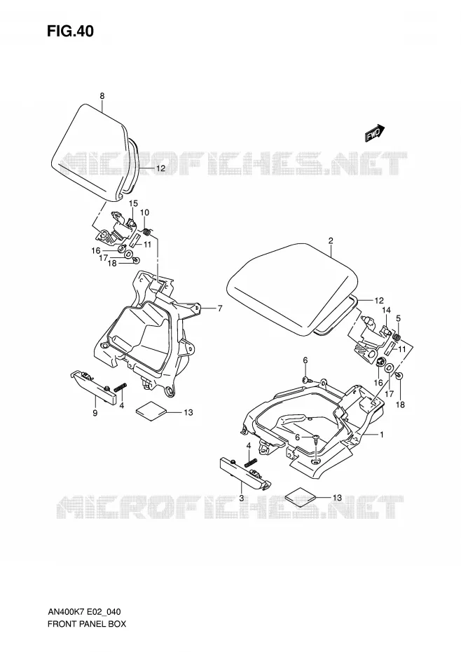 GLOVE BOX Suzuki SCOOTER 400 BURGMAN 2010  AN400AL0(E2)