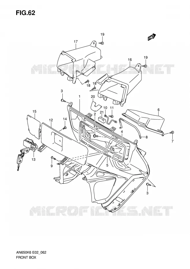 GLOVE BOX Suzuki SCOOTER 650 BURGMAN 2008  AN650K8(E2)