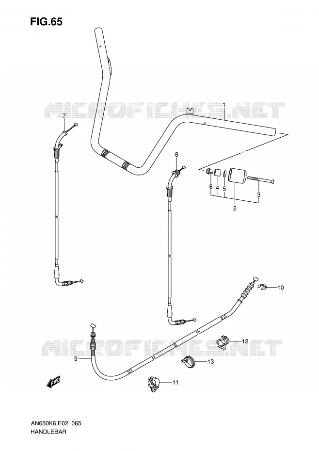 HANDLEBAR (MODEL K6/K7/K8) Suzuki SCOOTER 650 BURGMAN 2007  AN650K7(E2)