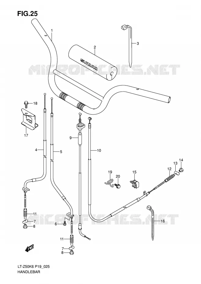 HANDLEBAR Suzuki QUAD 50 QUADSPORT 2012  LT-Z50K9(P19)
