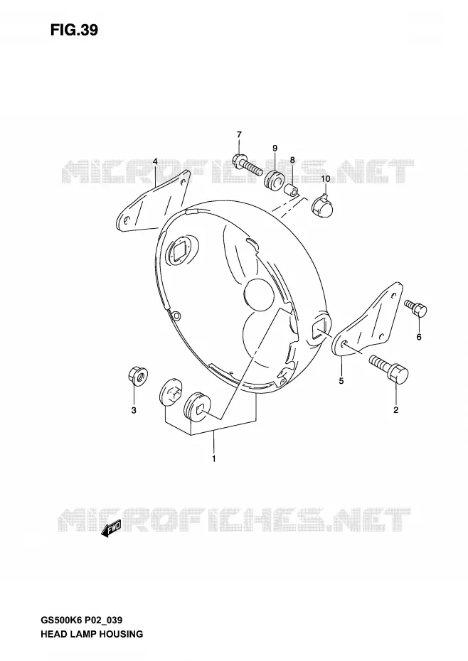HEADLAMP HOUSING (WITHOUT COWLING) Suzuki MOTO 500 GS-F 2006  GS500FUK6(P19)