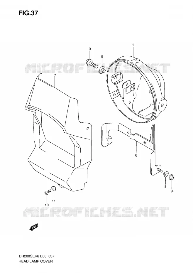 HEADLIGHT COVER Suzuki MOTO 200 DR 2008  DR200SEK8(E6)