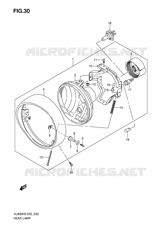 HEADLIGHT (E2/E19) Suzuki MOTO 800 VOLUSIA 2008  VL800CK8(E2)