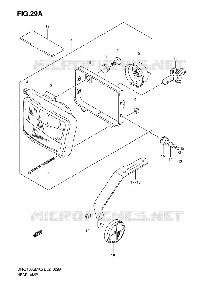 HEADLIGHT (E24) Suzuki MOTO 400 DR-Z 2007  DR-Z400SMK7(E2)