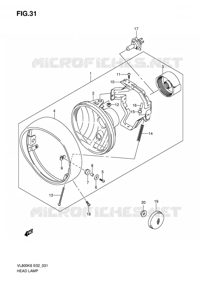 HEADLIGHT (E24) Suzuki MOTO 800 VOLUSIA 2010  VL800CUEL0(E2)