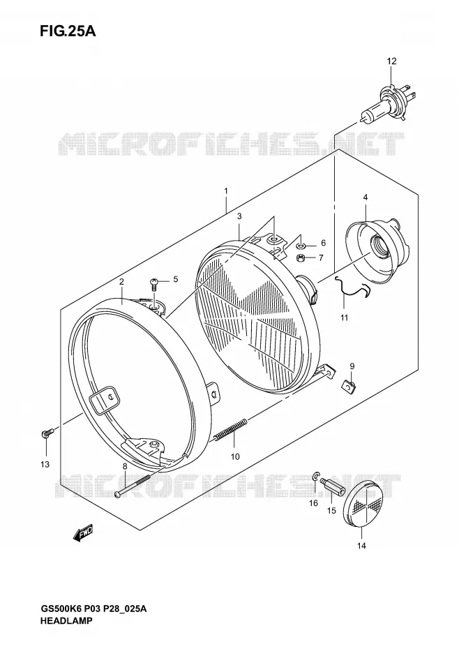 HEADLIGHT (GS500K4/K5/K6 P28) Suzuki MOTO 500 GS-E 2004  GS500K4(P3)
