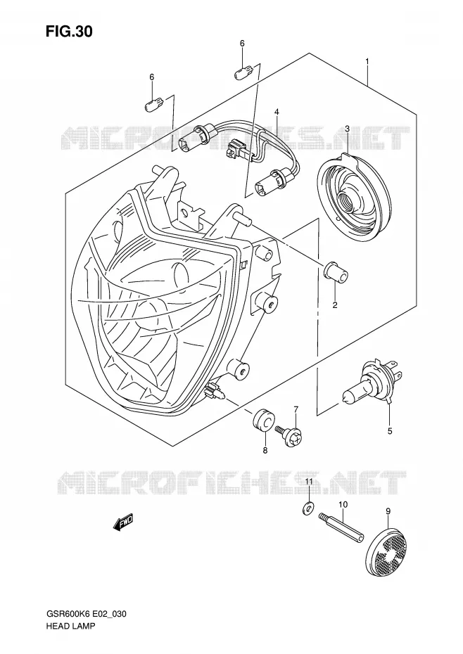 HEADLIGHT Suzuki MOTO 600 GSR 2010  GSR600AL0(E2)