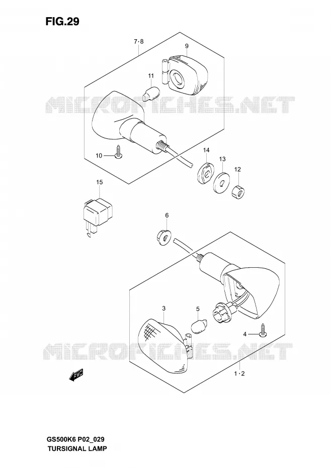INDICATORS (GS500K3 P24) Suzuki MOTO 500 GS-E 2005  GS500UK5(P19)