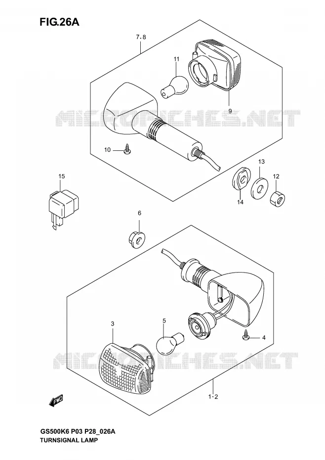 INDICATORS (GS500K4/K5/K6 P28) Suzuki MOTO 500 GS-E 2004  GS500K4(P3)