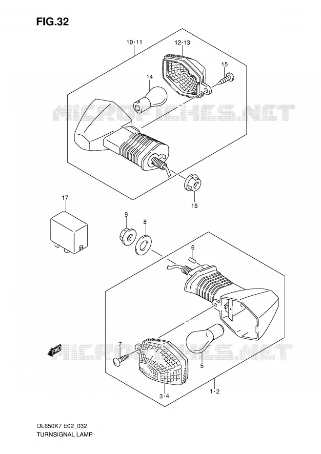 INDICATORS (MODEL K7/K8) Suzuki MOTO 650 V-STROM 2008  DL650AK8(E2)
