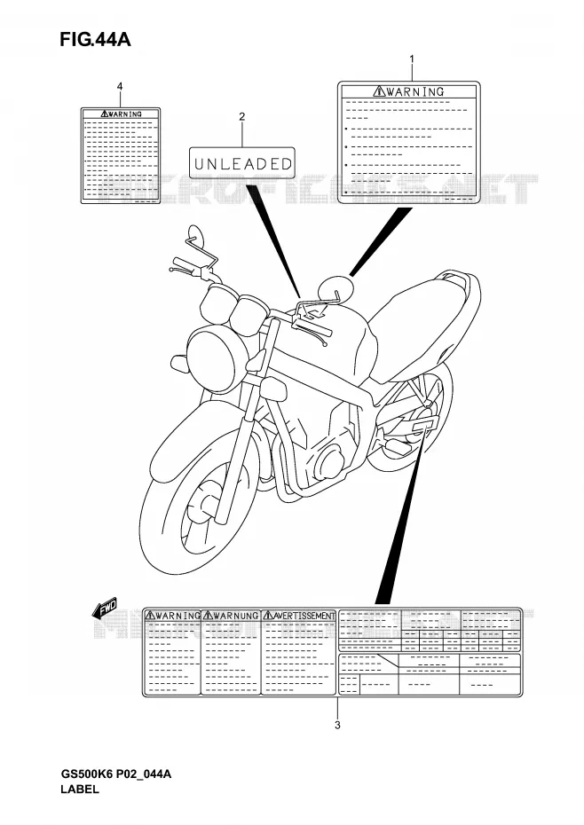 LABEL (MODEL K4/K5/K6) Suzuki MOTO 500 GS-E 2006  GS500UK6(P19)