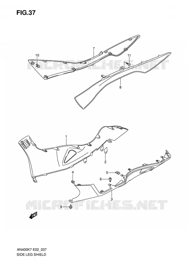 LOWER FAIRING (MODEL K7/K8) Suzuki SCOOTER 400 BURGMAN 2008  AN400ZK8(E2)
