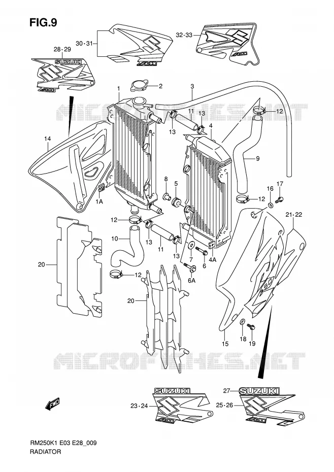 RADIATOR Suzuki MOTO 250 RM 2002  RM250K2(E3/E28)