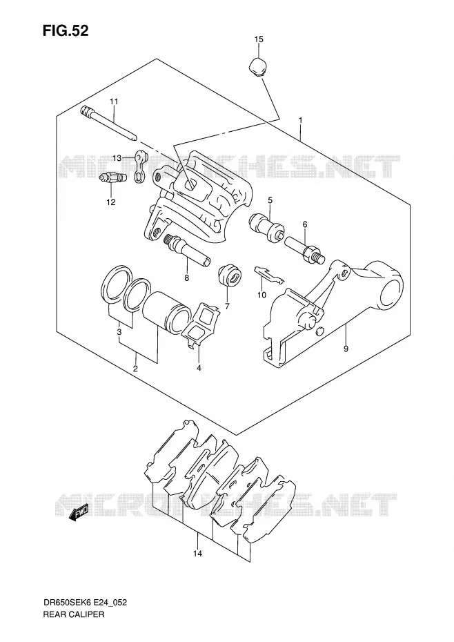 REAR CALIPER Suzuki MOTO 650 DR 2007  DR650SEK7(E24)