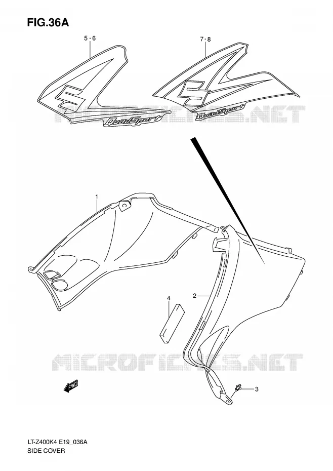 REAR FAIRING (MODEL K5/K6) Suzuki QUAD 400 QUADSPORT 2006  LT-Z400K6(E19)