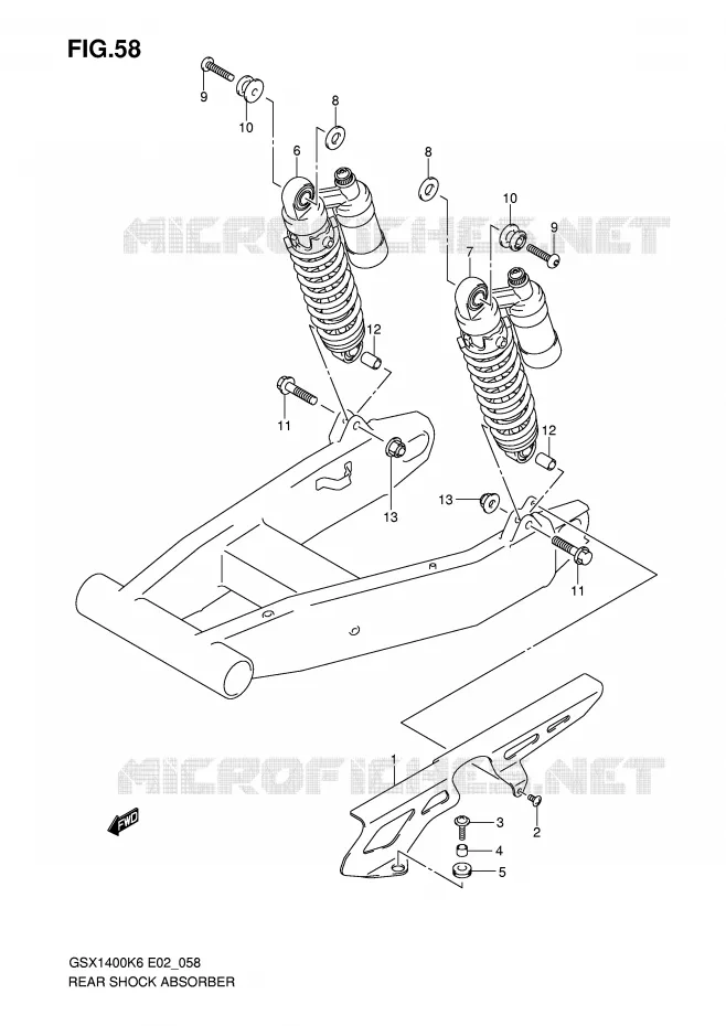 REAR SHOCK ABSORBER Suzuki MOTO 1400 GSX 2007  GSX1400ZK7(E2)