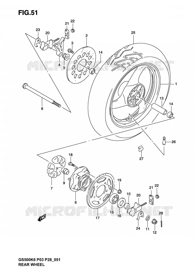 REAR WHEEL Suzuki MOTO 500 GS-E 2004  GS500K4(P3)