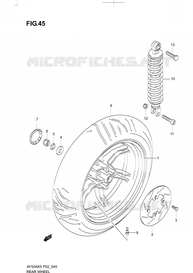 REAR WHEEL Suzuki SCOOTER 50 KATANA 2006  AY50AK6