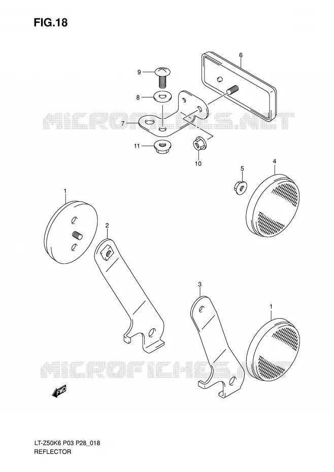 REFLECTOR (P28) Suzuki QUAD 50 QUADSPORT 2009  LT-Z50ZK9(P3/P28)
