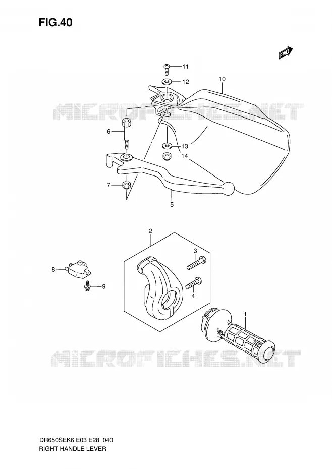 RIGHT LEVER - HANDGRIP Suzuki MOTO 650 DR 2008  DR650SEK8(E3/E28)