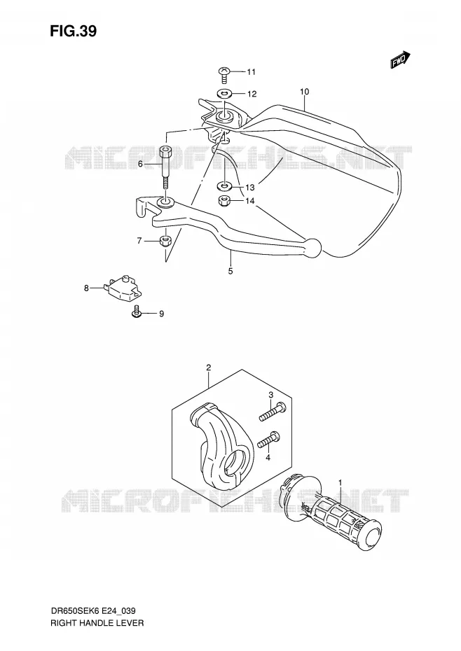 RIGHT LEVER - HANDGRIP Suzuki MOTO 650 DR 2010  DR650SEL0(E24)