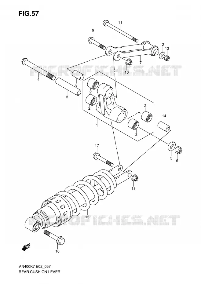 SHOCK ABSORBER LINKAGE Suzuki SCOOTER 400 BURGMAN 2010  AN400AL0(E2)