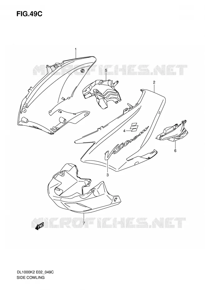 SIDE FAIRING (MODEL K6) Suzuki MOTO 1000 V-STROM 2005  DL1000K5(E2)