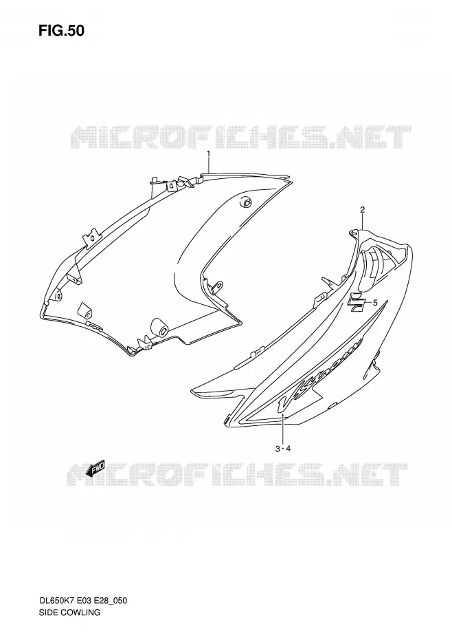 SIDE FAIRING (MODEL K7) Suzuki MOTO 650 V-STROM 2010  DL650AL0(E3/E28)