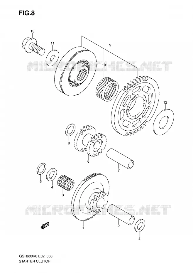 STARTER MOTOR CLUTCH Suzuki MOTO 600 GSR 2009  GSR600AK9(E2)