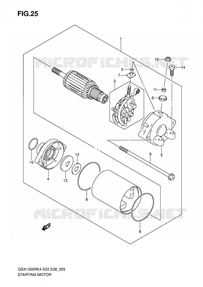 STARTER MOTOR Suzuki MOTO 1300 HAYABUSA 2004  GSX1300RZK4(E3/E28)