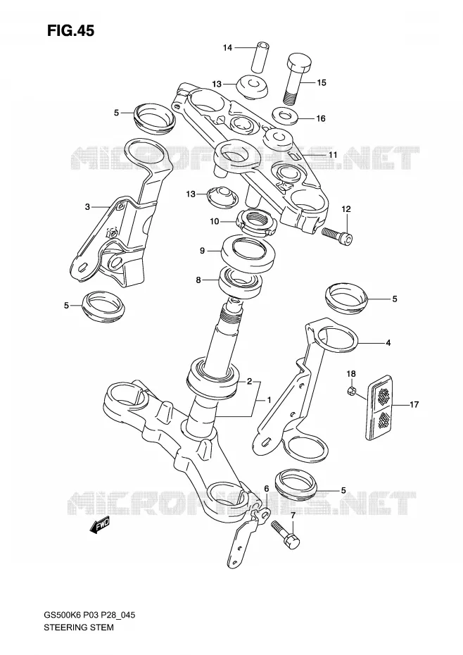 STEERING COLUMN (MODEL K3) Suzuki MOTO 500 GS-F 2006  GS500FK6(P3)
