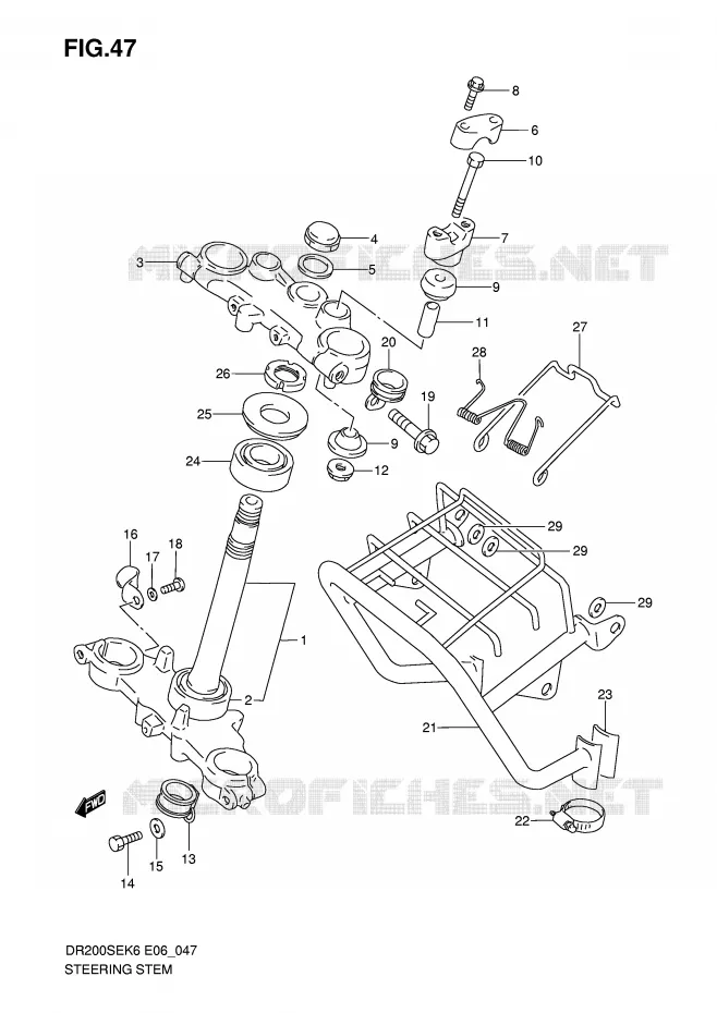 STEERING COLUMN Suzuki MOTO 200 DR 2008  DR200SEK8(E6)
