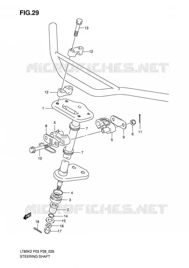 STEERING COLUMN Suzuki QUAD 80 QUADSPORT 2003  LT80K3(P3/P28)