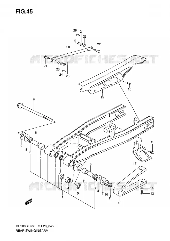 SWINGARM Suzuki MOTO 200 DR 2006  DR200SEK6(E3/E28)