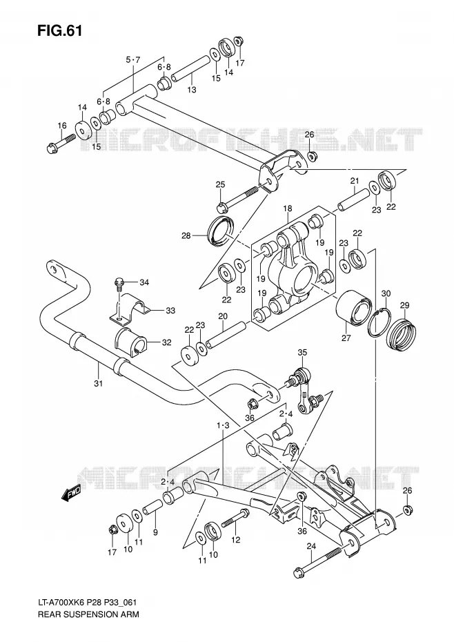 SWINGARM Suzuki QUAD 700 KINGQUAD 2007  LT-A700XK7(P28/P33)