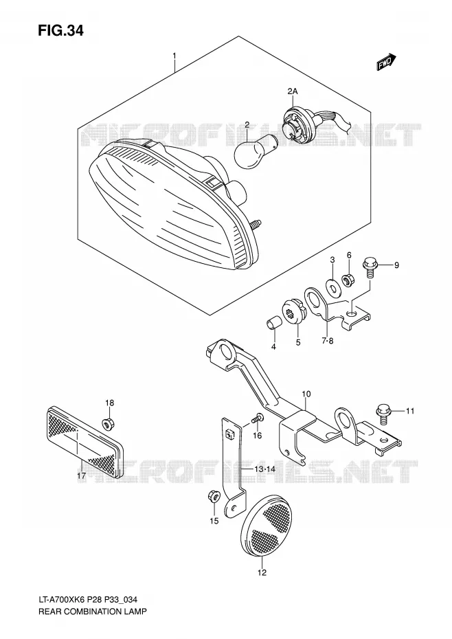 TAIL LIGHT Suzuki QUAD 700 KINGQUAD 2006  LT-A700XK6(P28/P33)