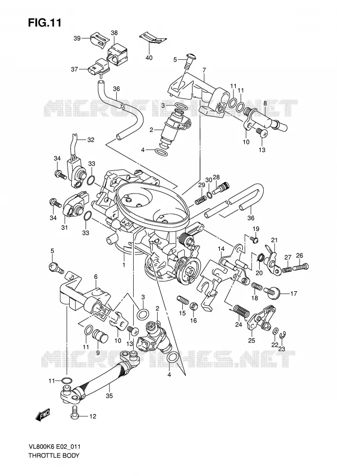 THROTTLE BODY (MODEL K6/K7/K8) Suzuki MOTO 800 VOLUSIA 2010  VL800CUEL0(E2)