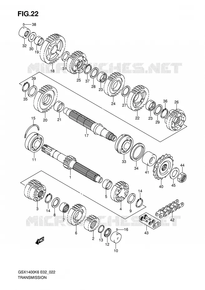 TRANSMISSION Suzuki MOTO 1400 GSX 2007  GSX1400K7(E2)