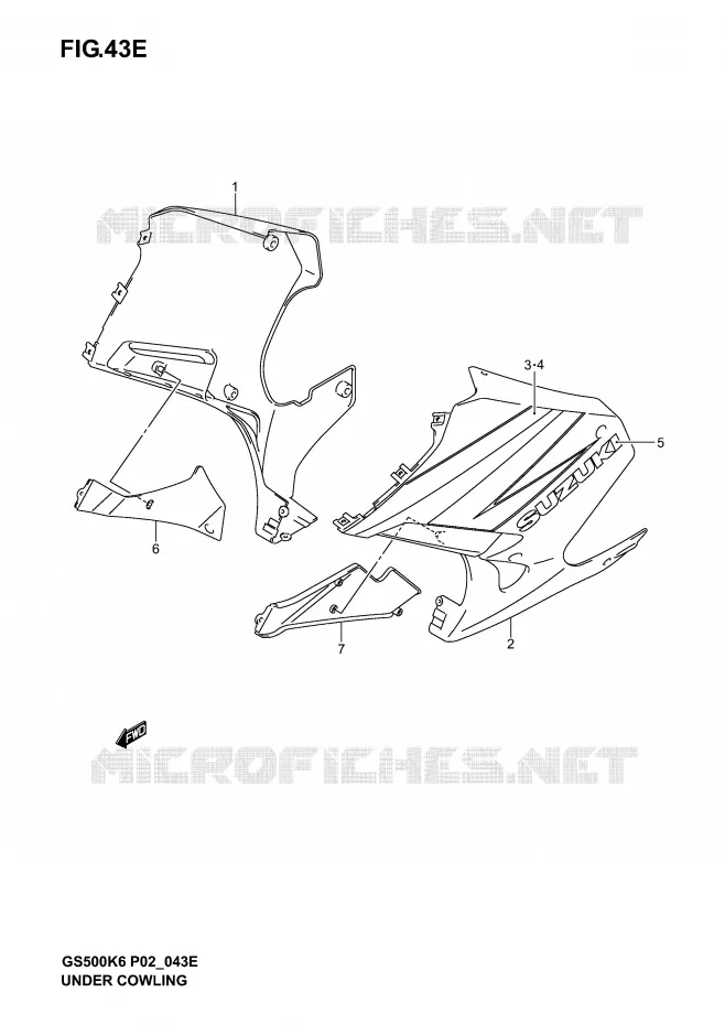 UNDER COWLING  (GS500FK4/FUK4) Suzuki MOTO 500 GS-F 2005  GS500FUK5(P19)
